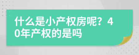 什么是小產(chǎn)權(quán)房呢？40年產(chǎn)權(quán)的是嗎