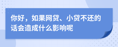 你好，如果網(wǎng)貸、小貸不還的話會(huì)造成什么影響呢