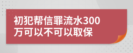 初犯幫信罪流水300萬可以不可以取保