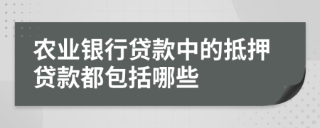農(nóng)業(yè)銀行貸款中的抵押貸款都包括哪些