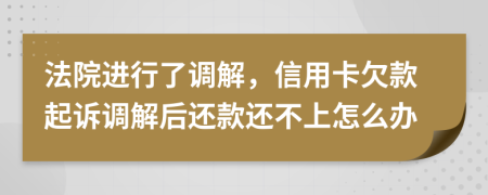 法院進(jìn)行了調(diào)解，信用卡欠款起訴調(diào)解后還款還不上怎么辦