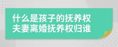什么是孩子的撫養(yǎng)權(quán) 夫妻離婚撫養(yǎng)權(quán)歸誰(shuí)