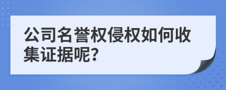 公司名譽(yù)權(quán)侵權(quán)如何收集證據(jù)呢？