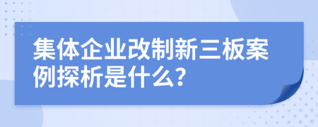 集體企業(yè)改制新三板案例探析是什么？