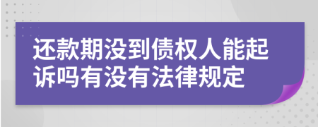 還款期沒到債權(quán)人能起訴嗎有沒有法律規(guī)定