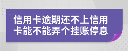 信用卡逾期還不上信用卡能不能弄個(gè)掛賬停息