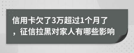 信用卡欠了3萬超過1個月了，征信拉黑對家人有哪些影響