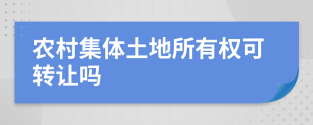 農(nóng)村集體土地所有權(quán)可轉(zhuǎn)讓嗎