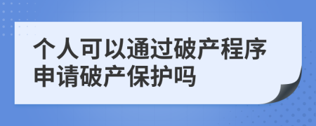 個(gè)人可以通過(guò)破產(chǎn)程序申請(qǐng)破產(chǎn)保護(hù)嗎