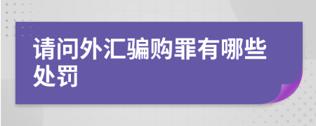 請問外匯騙購罪有哪些處罰