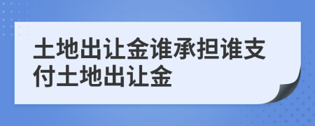 土地出讓金誰(shuí)承擔(dān)誰(shuí)支付土地出讓金