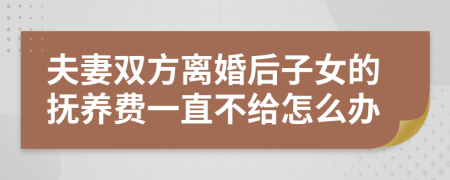 夫妻雙方離婚后子女的撫養(yǎng)費一直不給怎么辦