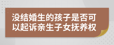 沒結(jié)婚生的孩子是否可以起訴親生子女撫養(yǎng)權(quán)
