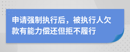申請強制執(zhí)行后，被執(zhí)行人欠款有能力償還但拒不履行