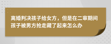 離婚判決孩子給女方，但是在二審期間孩子被男方搶走藏了起來怎么辦