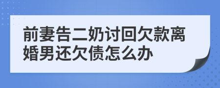前妻告二奶討回欠款離婚男還欠債怎么辦