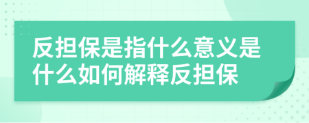 反擔(dān)保是指什么意義是什么如何解釋反擔(dān)保