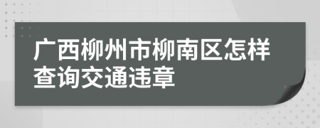 廣西柳州市柳南區(qū)怎樣查詢(xún)交通違章