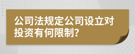 公司法規(guī)定公司設(shè)立對(duì)投資有何限制？