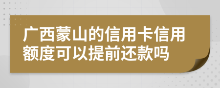 廣西蒙山的信用卡信用額度可以提前還款嗎
