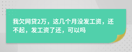 我欠網(wǎng)貸2萬(wàn)，這幾個(gè)月沒(méi)發(fā)工資，還不起，發(fā)工資了還，可以嗎