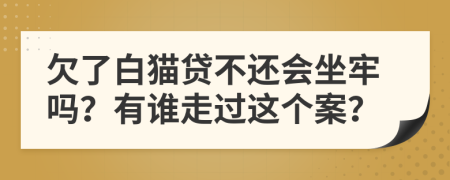 欠了白貓貸不還會坐牢嗎？有誰走過這個案？