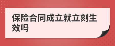 保險合同成立就立刻生效嗎