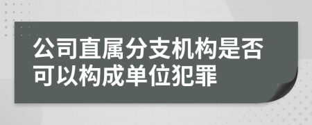 公司直屬分支機構(gòu)是否可以構(gòu)成單位犯罪