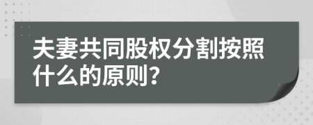 夫妻共同股權(quán)分割按照什么的原則？