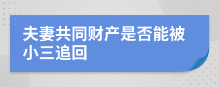 夫妻共同財產(chǎn)是否能被小三追回