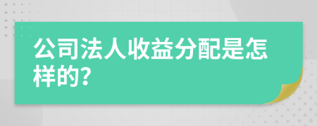公司法人收益分配是怎樣的？