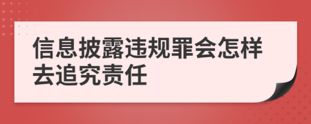 信息披露違規罪會(huì )怎樣去追究責任
