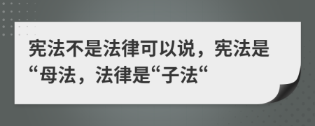 憲法不是法律可以說，憲法是“母法，法律是“子法“