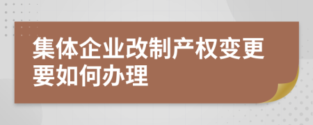 集體企業(yè)改制產(chǎn)權(quán)變更要如何辦理