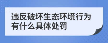 違反破壞生態(tài)環(huán)境行為有什么具體處罰
