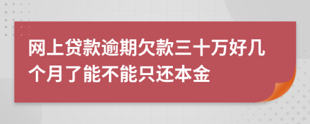 網(wǎng)上貸款逾期欠款三十萬好幾個月了能不能只還本金