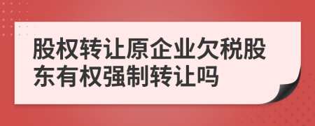股權(quán)轉(zhuǎn)讓原企業(yè)欠稅股東有權(quán)強(qiáng)制轉(zhuǎn)讓嗎