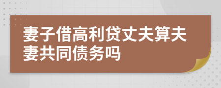 妻子借高利貸丈夫算夫妻共同債務(wù)嗎