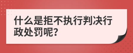 什么是拒不執(zhí)行判決行政處罰呢？