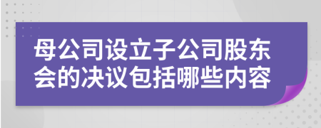 母公司設(shè)立子公司股東會(huì)的決議包括哪些內(nèi)容