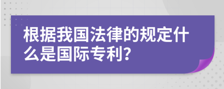 根據(jù)我國(guó)法律的規(guī)定什么是國(guó)際專利？