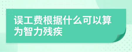 誤工費根據(jù)什么可以算為智力殘疾