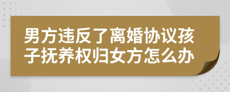 男方違反了離婚協(xié)議孩子撫養(yǎng)權(quán)歸女方怎么辦