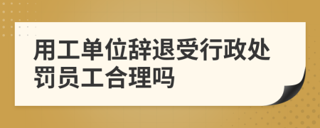 用工單位辭退受行政處罰員工合理嗎