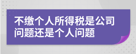 不繳個人所得稅是公司問題還是個人問題