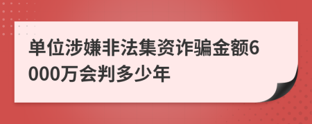 單位涉嫌非法集資詐騙金額6000萬會判多少年