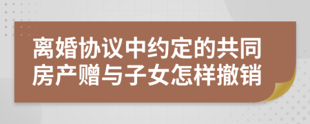 離婚協(xié)議中約定的共同房產(chǎn)贈(zèng)與子女怎樣撤銷(xiāo)