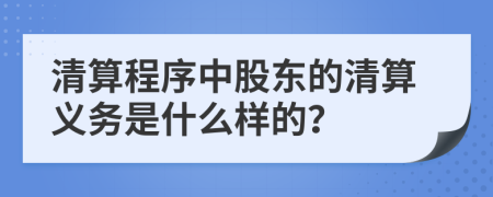 清算程序中股東的清算義務(wù)是什么樣的？