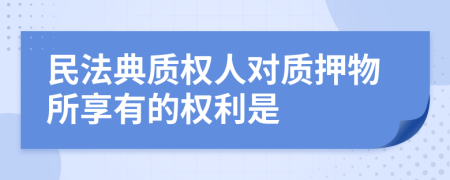 民法典質(zhì)權(quán)人對質(zhì)押物所享有的權(quán)利是