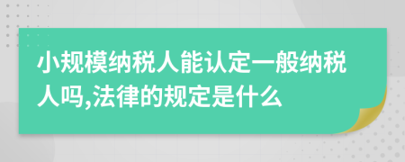 小規(guī)模納稅人能認(rèn)定一般納稅人嗎,法律的規(guī)定是什么